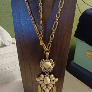 VINTAGE STELLA & DOT 30" CHUNKY UNIQUE GOLDTONE NECKLACE